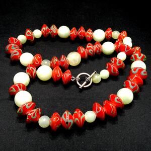 Gemstone Chrysoprase Quartz Porcelain Bead Necklace Toggle Clasp 1990s Vintage